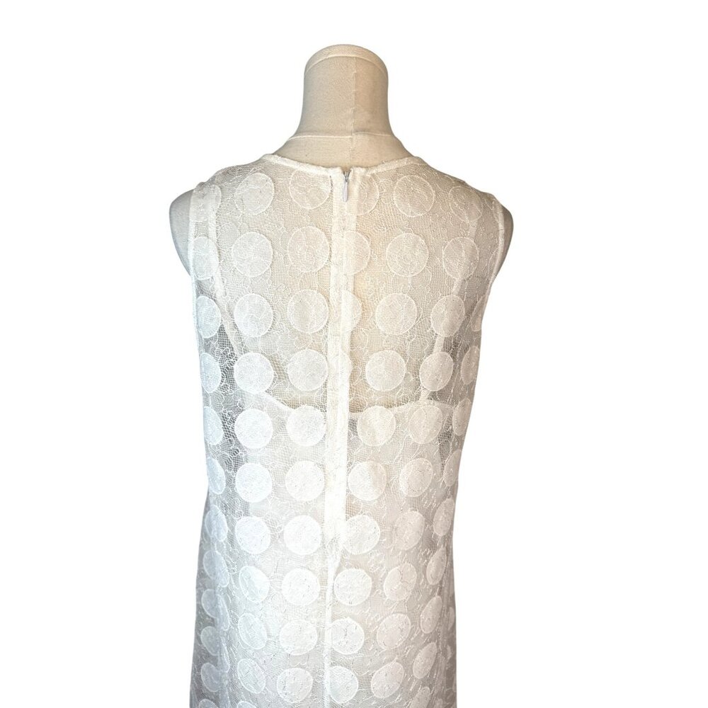 Donna Morgan Size 6 White Lace Polka Dot Sleeveless Shift Dress - Picture 9 of 15